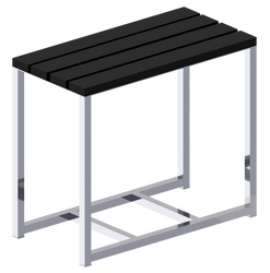 Taboret łazienkowy Pombo Tetris Plus srebrny z czarnym drewnianym siedziskiem