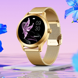 Smartwatch Gravity Biało Złoty 2 Paski GT25-2 PRO - 12