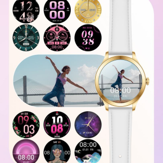 Smartwatch Gravity Biało Złoty 2 Paski GT25-2 PRO - 14