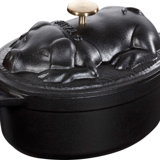 Garnek żeliwny owalny prosię Staub - 1 ltr, Grafitowy - 2