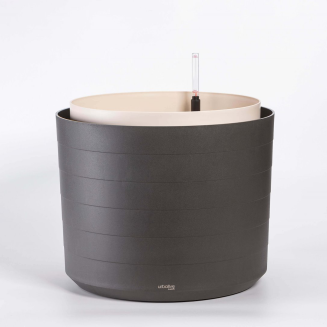 Duża donica samonawadniająca okrągła Plastia Berberis 55 cm szary - 2