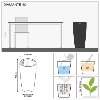 Lechuza Diamante Premium 40 flowerpot, white gloss - 6