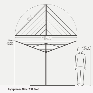 Obrotowa suszarka ogrodowa Brabantia Topspinner 40 Metallic Grey - 4