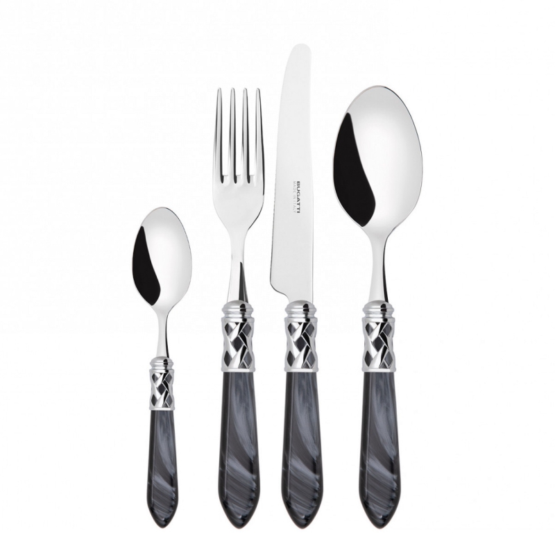 Zestaw sztućców obiadowych Casa Bugatti Aladdin Black/Steel 24 szt.