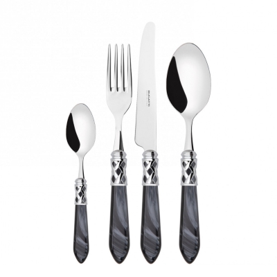 Zestaw sztućców obiadowych Casa Bugatti Aladdin Black/Steel 24 szt.