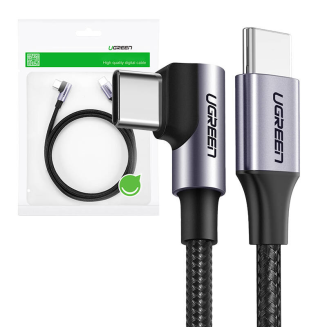 Kabel USB-C do USB-C Ugreen US255, 3m, 60W, kątowy (czarny) - 2