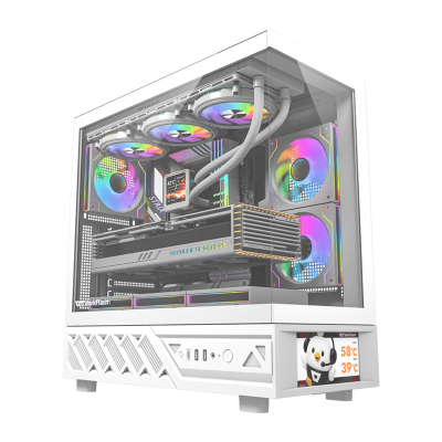  DarkFlash DS950V Computer Case with Display (White) + 6 Fans