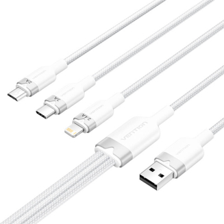 Kabel VENTION CTPWG USB-A-Lightning/USB-C/microUSB 1.5m 3A (biały) - 2
