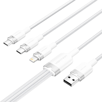 Kabel VENTION CTPWG USB-A-Lightning/USB-C/microUSB 1.5m 3A (biały) - 2