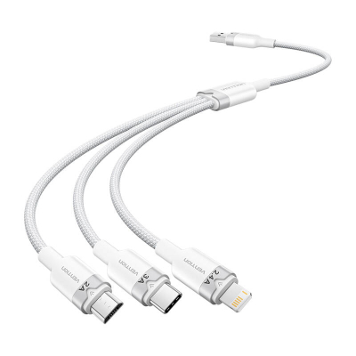 Kabel VENTION CTPWG USB-A-Lightning/USB-C/microUSB 1.5m 3A (biały)