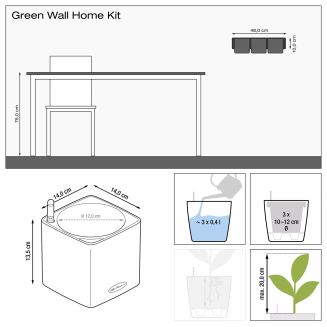  Lechuza Cube Color Home Kit wall flowerpot, gray - 4