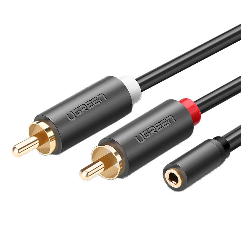  UGREEN AV102 Cable 2x RCA (Cinch) jack 3.5 mm 0.25 m (black)