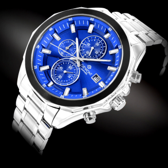 Zegarek Męski Giewont Chronograph Sapphire Srebrno Niebieski GW7290-B3 - 2