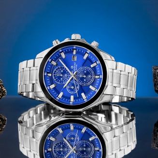 Zegarek Męski Giewont Chronograph Sapphire Srebrno Niebieski GW7290-B3 - 5