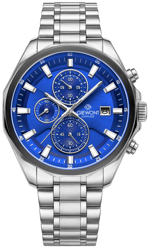 Zegarek Męski Giewont Chronograph Sapphire Srebrno Niebieski GW7290-B3
