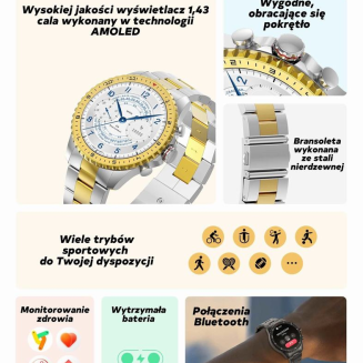 Smartwatch Męski GRAVITY GT16-2 Black / Czarna Bransoleta - 9