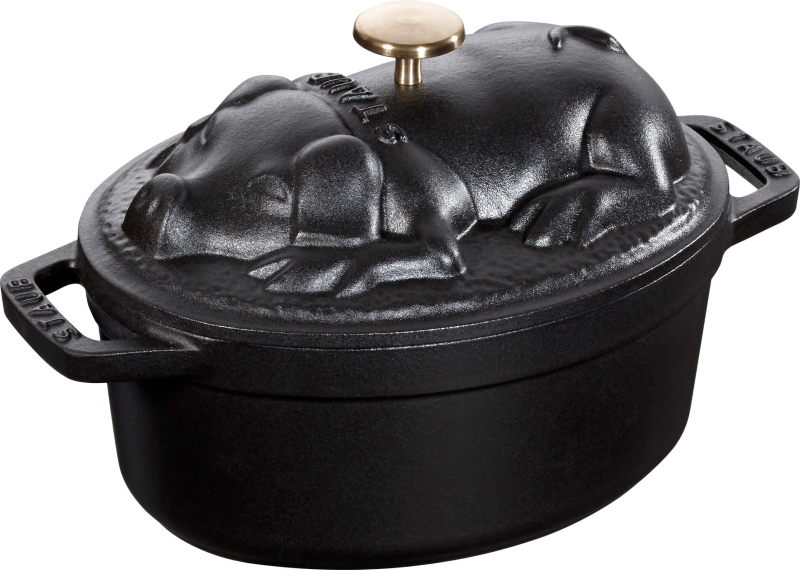 Garnek żeliwny owalny prosię Staub - 1 ltr, Czarny | JESIENNA PROMOCJA