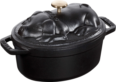 Garnek żeliwny owalny prosię Staub - 1 ltr, Czarny | BESTSELLER