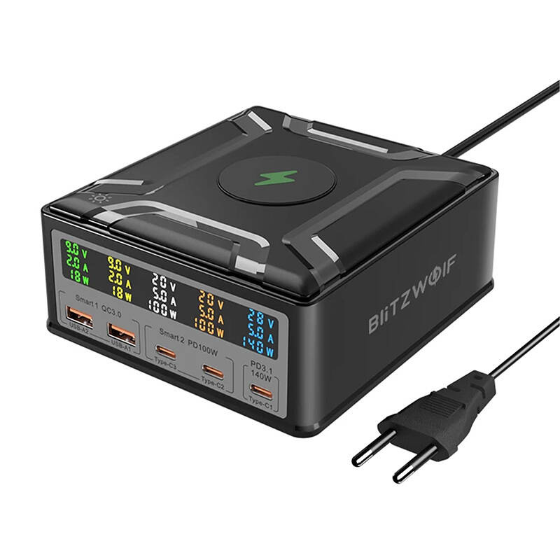  BLITZWOLF BW-S28 260W + Qi 15W Wall Charger (Black)