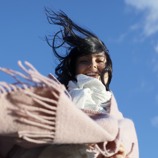 Szal z kieszeniami Lapuan Kankurit UNI dusty rose 60x170 cm - 3