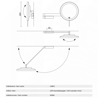 Kosmetyczne lustro ścienne z podświetleniem LED Zack Linea połysk - 5