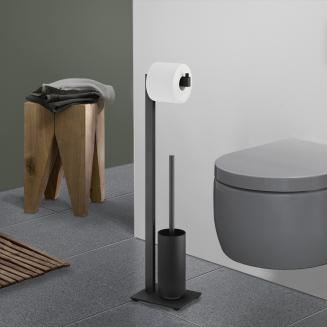 Zack Linea Toilet Paper and Brush Holder, Black - 2
