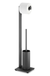 Zack Linea Toilet Paper and Brush Holder, Black