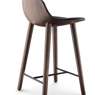  Eva Solo Yuuga smoke oak & black leather stool 65 cm - 6
