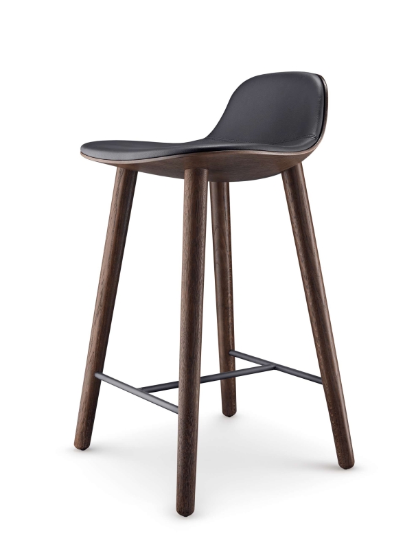  Eva Solo Yuuga smoke oak & black leather stool 65 cm