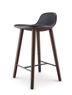 Eva Solo Yuuga smoke oak & black leather stool 65 cm