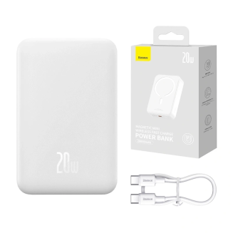 Powerbank magnetyczny Baseus Magnetic Mini 20000mAh, USB-C 20W MagSafe (biały) - 9