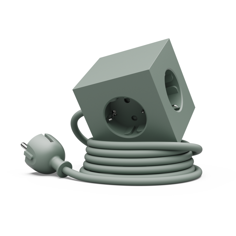 Listwa zasilająca Avolt Square 1 z podwójnym USB-C 30 W i magnetyczną podstawą 1.8 m zielona