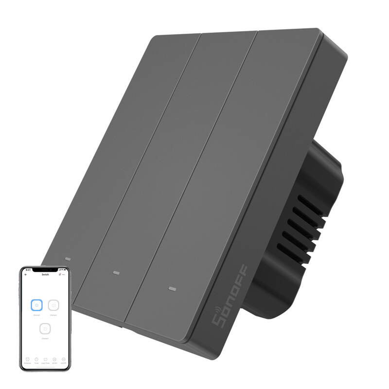  SONOFF M5-3C-80 Wi-Fi Wall Switch 3-Channel (Graphite)
