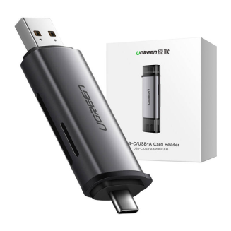 Adapter USB + USB-C UGREEN  CM185 czytnik kart SD + microSD (szary) - 4