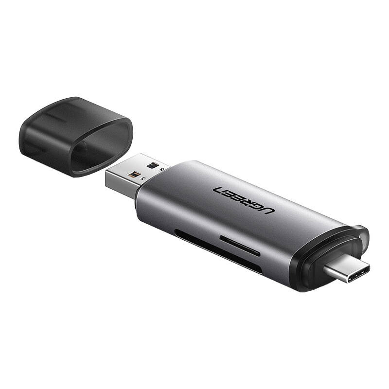 Czytnik kart UGREEN CM185 SD/microSD USB-A/USB-C (szary)