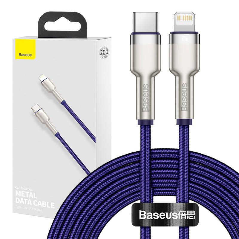 Kabel BASEUS Cafule USB-C-Lightning 2m (fioletowy)