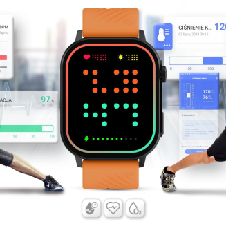Smartwatch Gravity GT15-2 Pomarańczowy Pasek Silikonowy + Czarna Bransoleta - 14