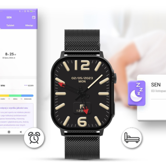 Smartwatch Gravity GT15-2 Pomarańczowy Pasek Silikonowy + Czarna Bransoleta - 15