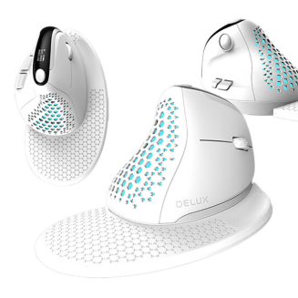 Bezprzewodowa mysz pionowa Delux M618XSD BT+2.4G RGB (biała) - 4