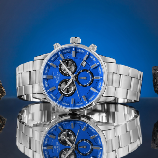 Zegarek Męski Giewont Chronograph Sapphire Srebrno Niebieski GW4580-B3 - 5