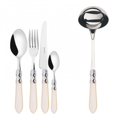 Zestaw sztućców obiadowych w drewnianej skrzyni Casa Bugatti Aladdin 49 szt. Ivory/Steel