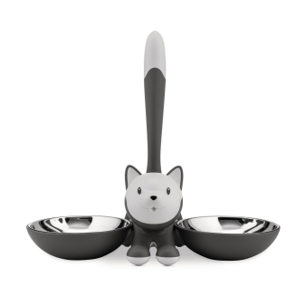  Alessi Tigrito double cat bowl, gray - 2