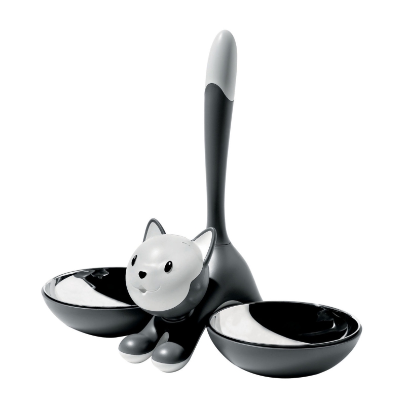  Alessi Tigrito double cat bowl, gray