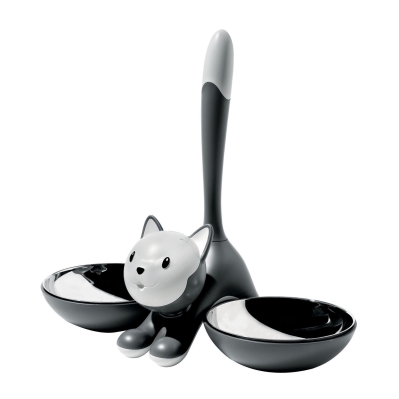  Alessi Tigrito double cat bowl, gray