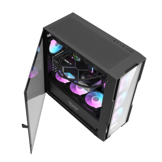 Obudowa komputerowa DARKFLASH DK431 Glass + 4 wentylatory RGB (czarna) - 4