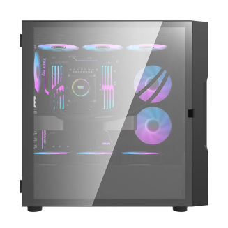 Obudowa komputerowa DARKFLASH DK431 Glass + 4 wentylatory RGB (czarna) - 2