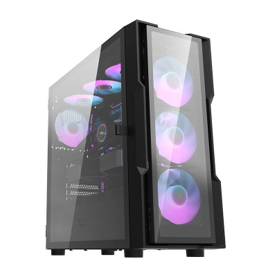 Obudowa komputerowa DARKFLASH DK431 Glass + 4 wentylatory RGB (czarna)