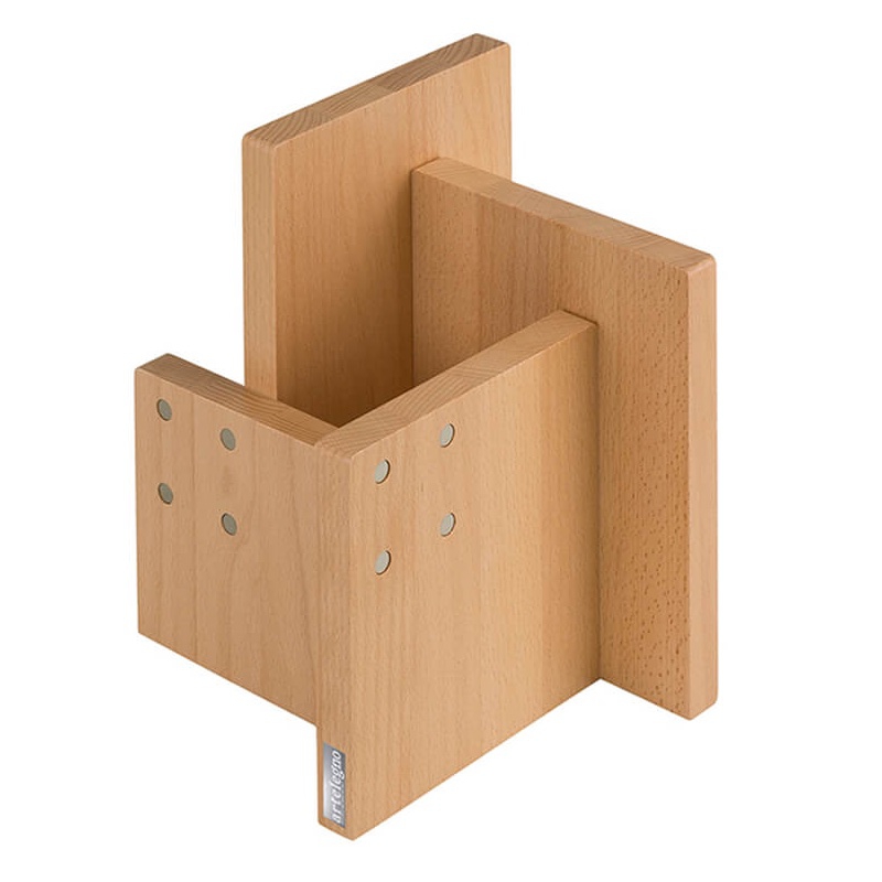  Magnetic beech wood knife block with Artelegno Kombi container
