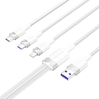 Kabel USB 2.0 A do 3w1 6A Vention CTRWG 1.5M (biały) - 2