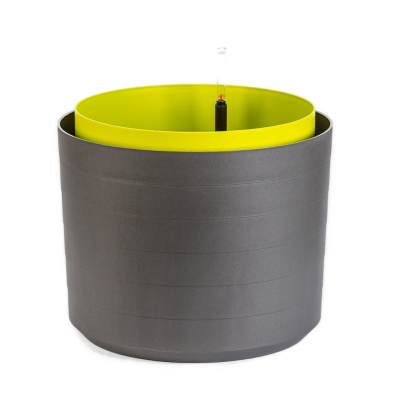 Duża donica samonawadniająca okrągła Plastia Berberis 55 cm szaro-brązowy